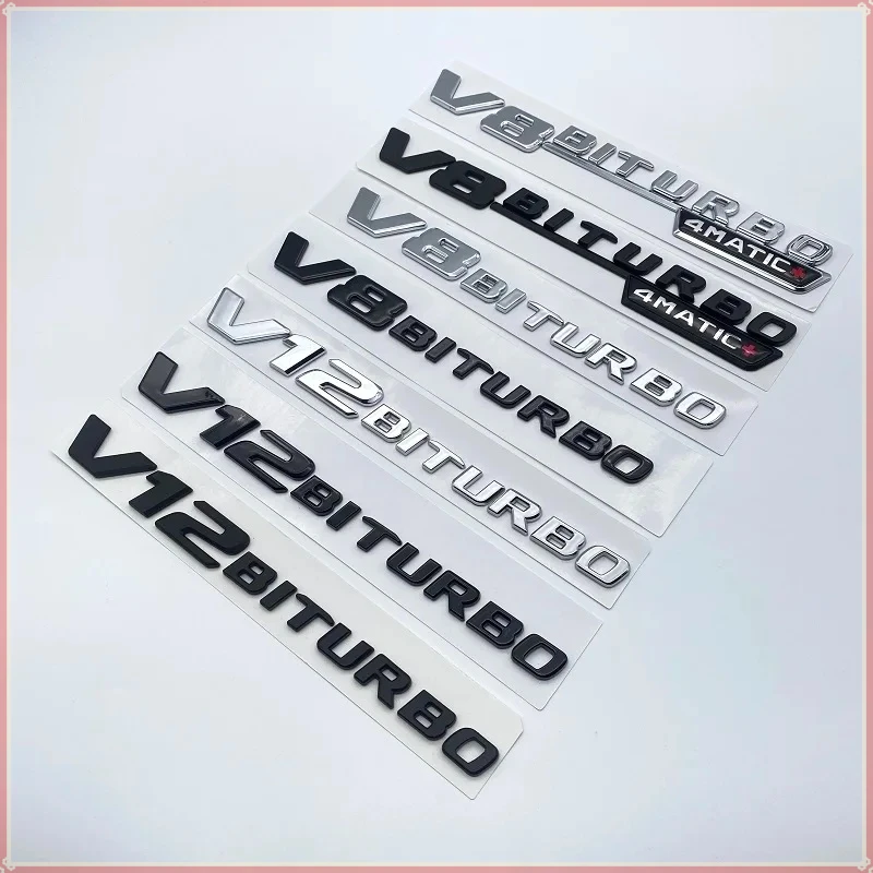 3D ABS Letter Emblem for V12 BITURBO V8 BITURBO 4MATIC+ Car Styling Fender Logo Sticker Chrome Black Red Accessories