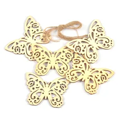 10 sztuk Hollow Butterfly drewniany naszyjnik dla Kid farby Scrapbooking drewna artykuły rzemieślnicze DIY akcesoria Ornament Home Decor m2128