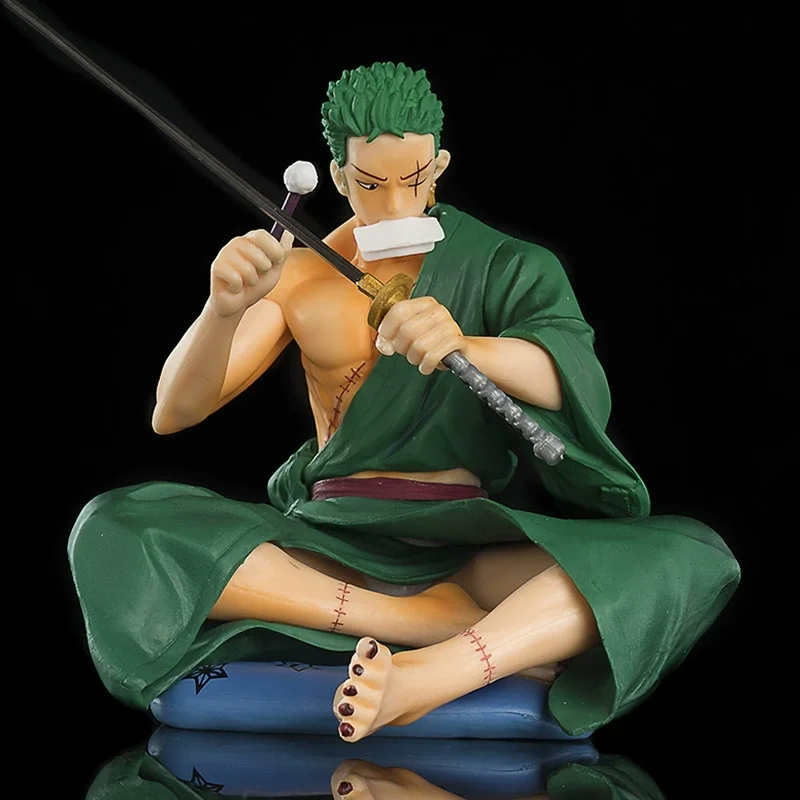

16cm One Piece - Zoro Wiping Sword (Seated Pose) Anime Figure Model Statue Collection Desktop Decoration Ornament Toys Gifts