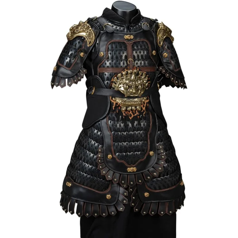 

Armor Tactical Equipment Shoulder Pauldron Armor Skirt Crotch Protector Guards, Medieval Warrior Knight Samurai Black 165-185cm,
