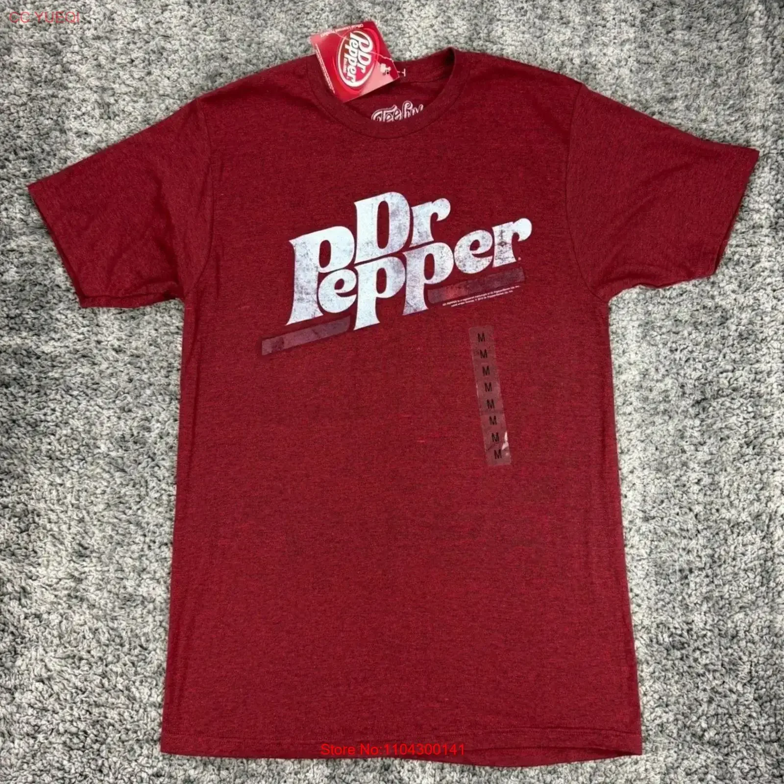 Nueva camiseta con logotipo de Dr Pepper para hombre, M Luv, color rojo jaspeado, algodón, poliéster, vintage, lavada, transpirable, ligeramente lavada, ropa de diseñador para hombre