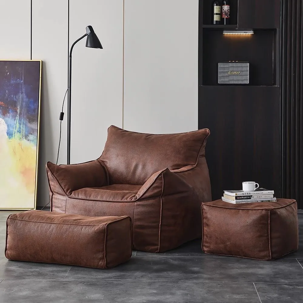 Sofás Bean Bag de Exterior para 1 Persona, Pequeños Sofás Bean Bag Reclinables, Puf de Lujo para el Suelo, Muebles Poltrona