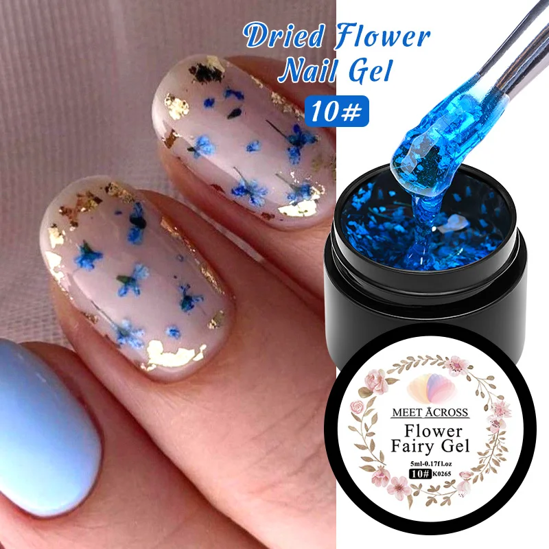5ml Pink Dried Flower Nail Gel Polish Semi Permanent Natural Flower Fairy Nail Art Gel Soak Off UV Painting Varnishes For Nails