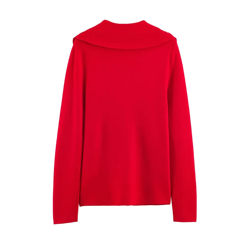 NINE ZAR Women's  Color Knitted Cardigan Long Sleeve Large Collar Multi-Button Outerwear Fashionable Winter Coat