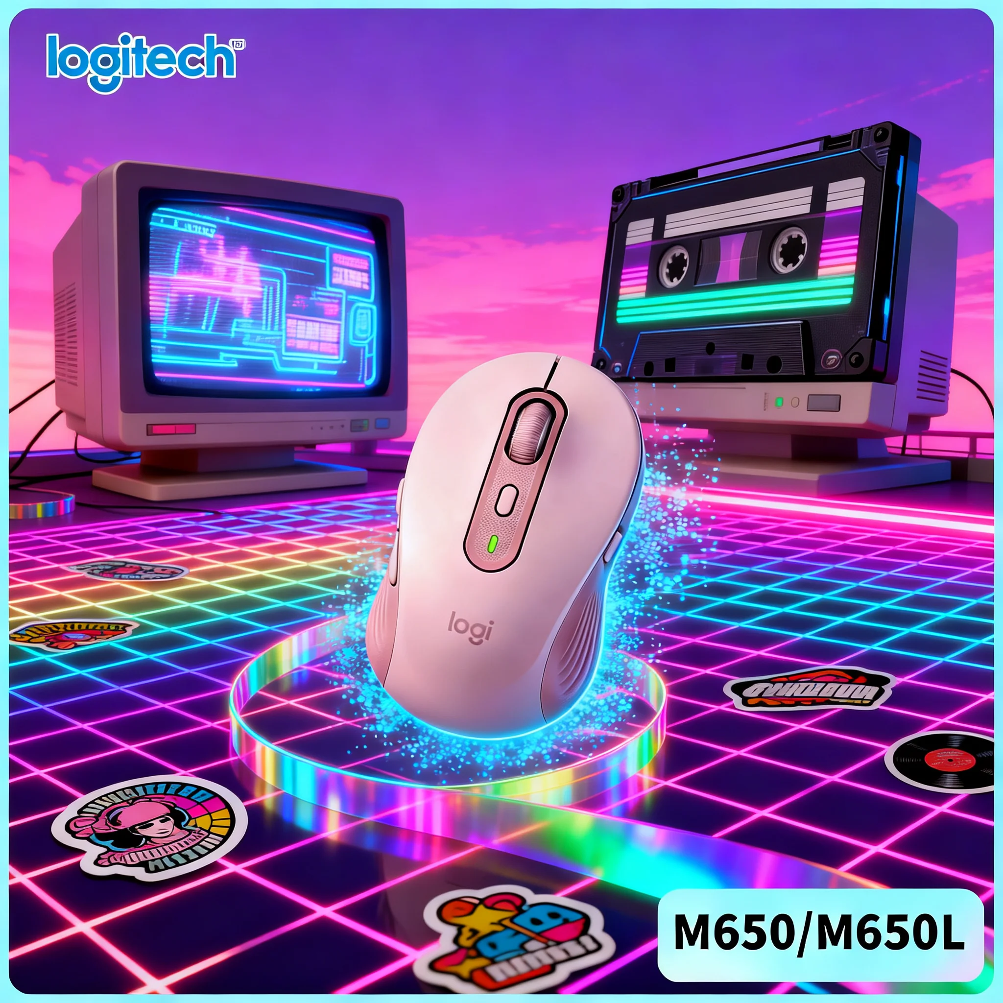 Logitech M650 Compact Wireless Mouse, Quiet Buttons, Lightweight Body for Travel & Mobile Work M750/M280/M350/M220/M221