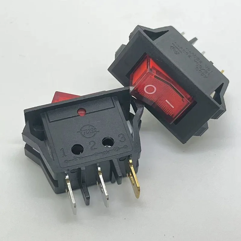 1~5pcs/lot KCD3-B2C 3-pin red-lit four-card boat-shaped switch coffee machine for soldering furnace 28X13.5MM