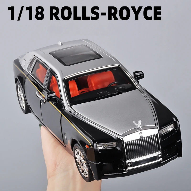 1:18 Rolls Royce Phantom Luksusowy samochód ze stopu odlewanego ciśnieniowo Metalowy model Dźwięk i światło Zabawka do wycofania Modne ozdoby na prezent dla przyjaciela