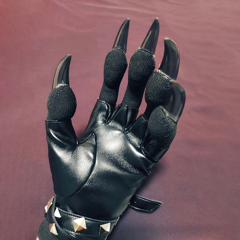 새로운 네일 장갑 코스프레 키그 퍼슈트 동물 발바닥 장갑 PU 가죽 리벳 손가락 장갑 애니메이션 롤플레잉 액세서리 남녀 공용