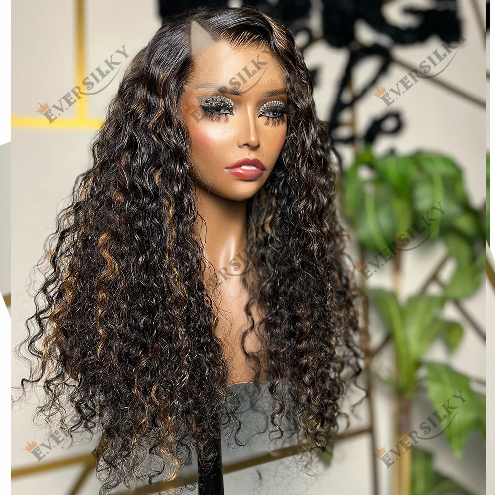 تسليط الضوء على النساء السود الباروكات موجة المياه قابل للتعديل الخامس جزء الباروكات أومبير الكستناء شقراء براون غريب مجعد U جزء شعر مستعار كامل 250 الكثافة #4