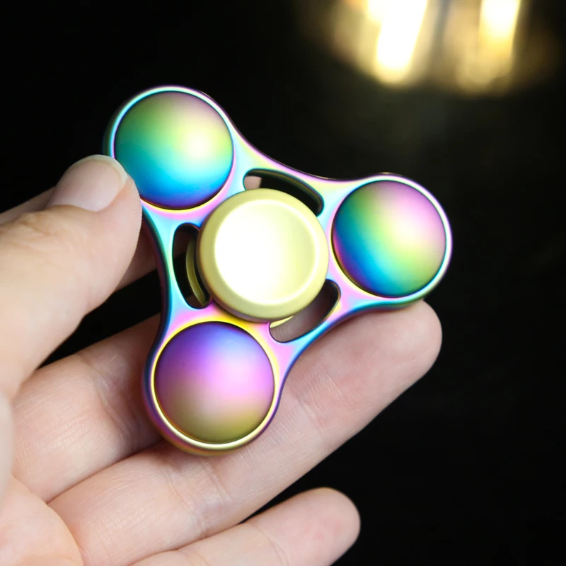 EDC arc-en-ciel Fidget Spinner main Fidget Spinner EDC doigt toupie pointe gyroscope métal Anti-Stress soulagement jouet pour adulte