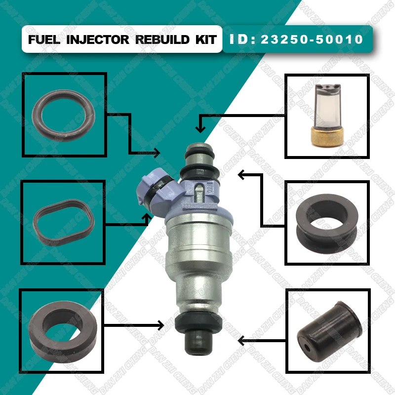 8 set For 23250-50010 TOYOTA LEXUS SUPRA LS400 1UZFE V8 32v 90-93 Fuel Injector Service Repair Kit Filters Orings Seals Grommets