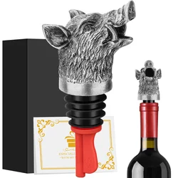 Wild Boar Head 2-In-1 Wine Pourer Bottle Stoppers Bronze/Grey Black Metal Decor Bottle Plug Kitchen Bar Tool Accessories