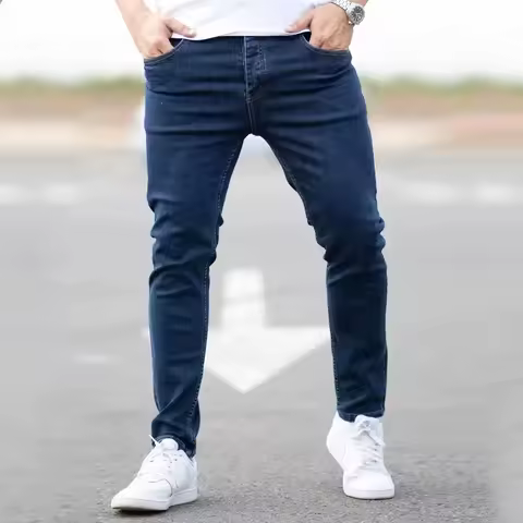 Spring Mens Black Blue Pants Pure Color Stretch Jeans Street Casual Slim Fit Trousers Male Vintage Wash Skinny Jeans for Men
