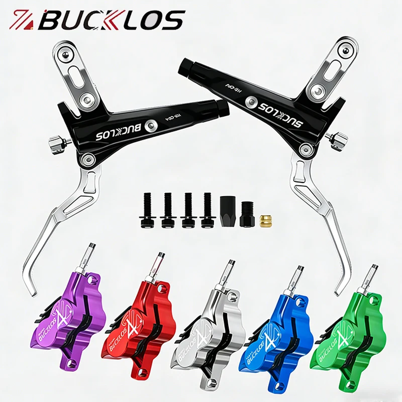 

BUCKLOS 4 Piston Bike Hydraulic Brakes Separate 850 1550mm Hydraulic Disc Brake Set Cooling 4Piston XC AM HD E-Bike Oil Pressure