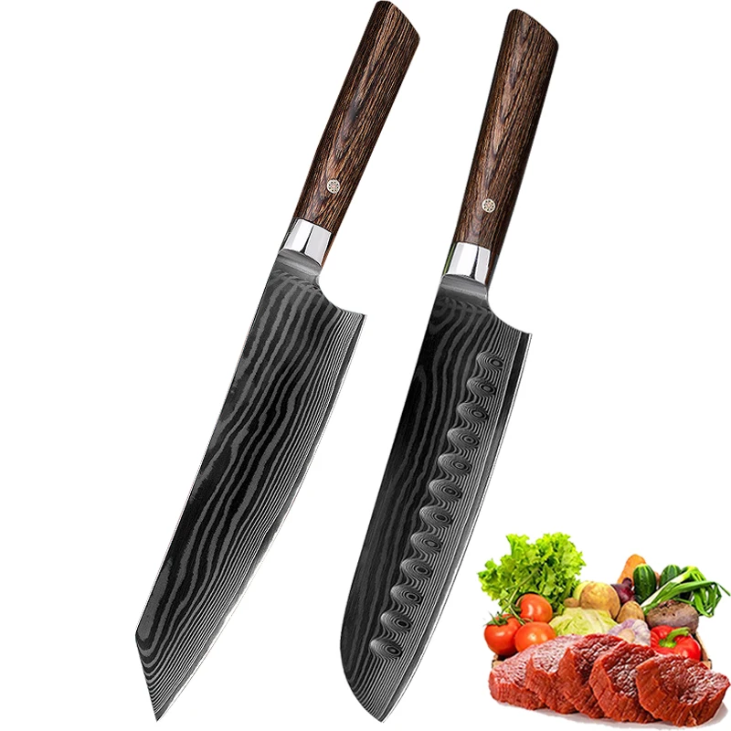 

Real Damascus Steel Kitchen Knife Set VG10 Professional Japanese Chef Knives Fish Meat Cleaver Santoku Knife