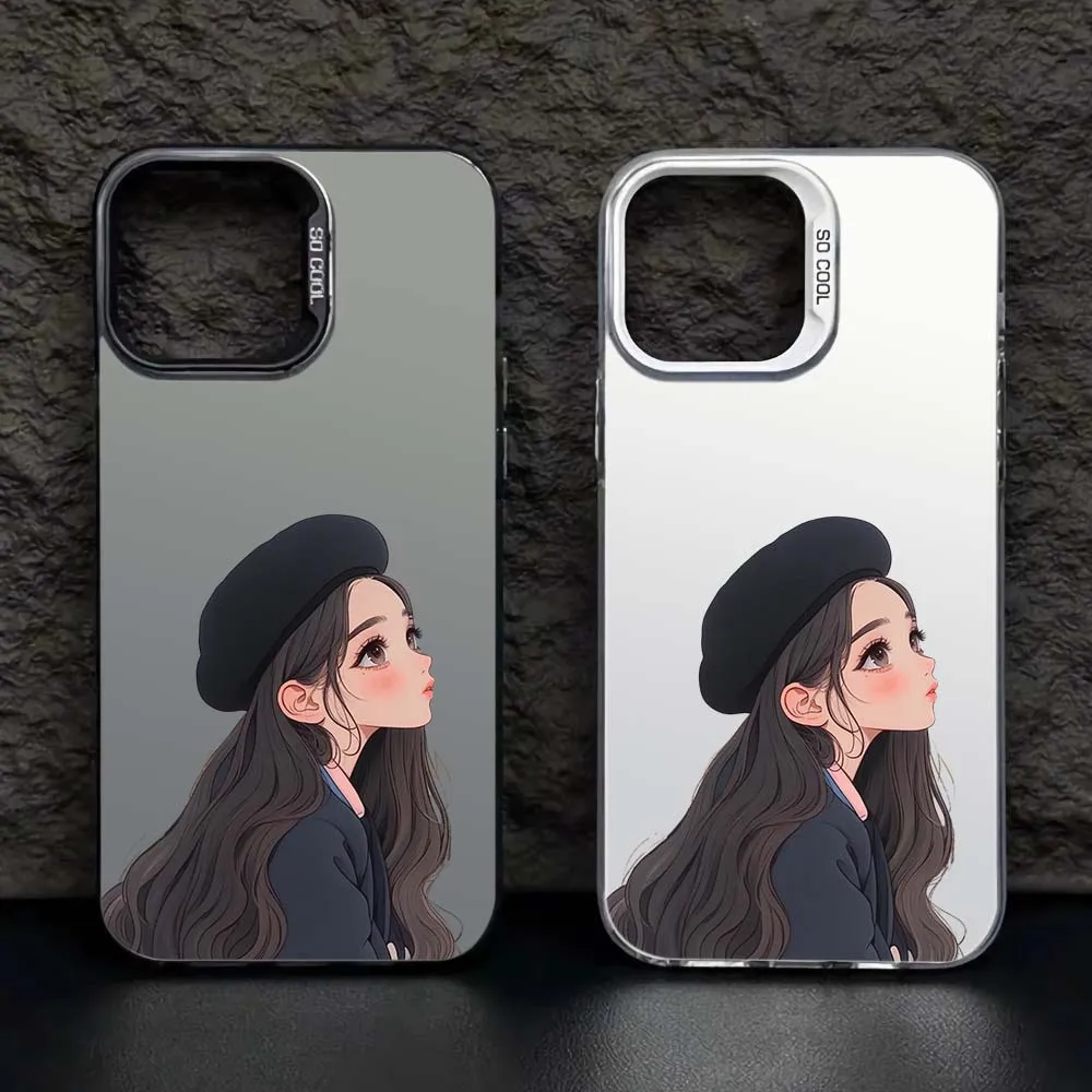 

Girl with a side profile phone case for iPhone 17 16 15 14 13 12 11 Pro/ Max/Plus shock-proof rear cover anti-fingerprint