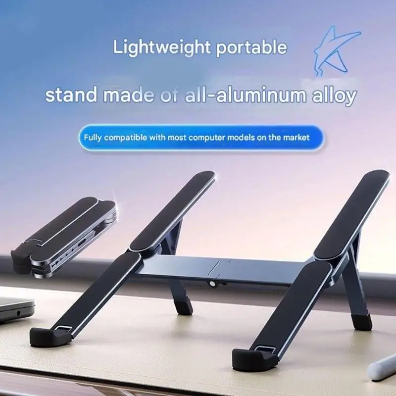 

Aluminum Laptop Stand With 6 Adjustable Heights Foldable Design Ventilation Holes For Heat Dissipation Ergonomic Workspaces K1KF
