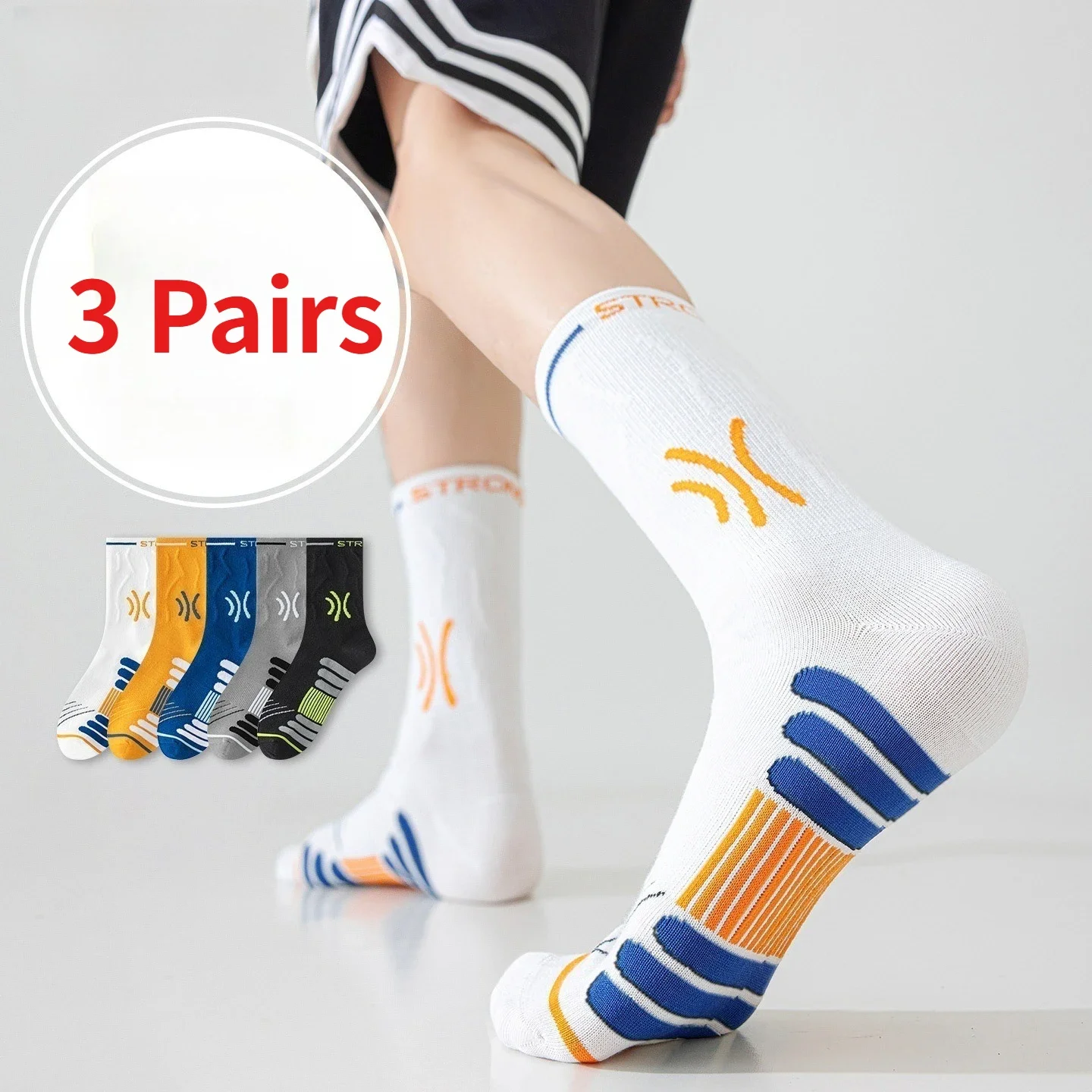 

1/3 Pairs Men's Summer Mid Calf Basketball Socks Breathable Sweat Wicking Deodorant Sports Socks Teen Long Tube Running Socks