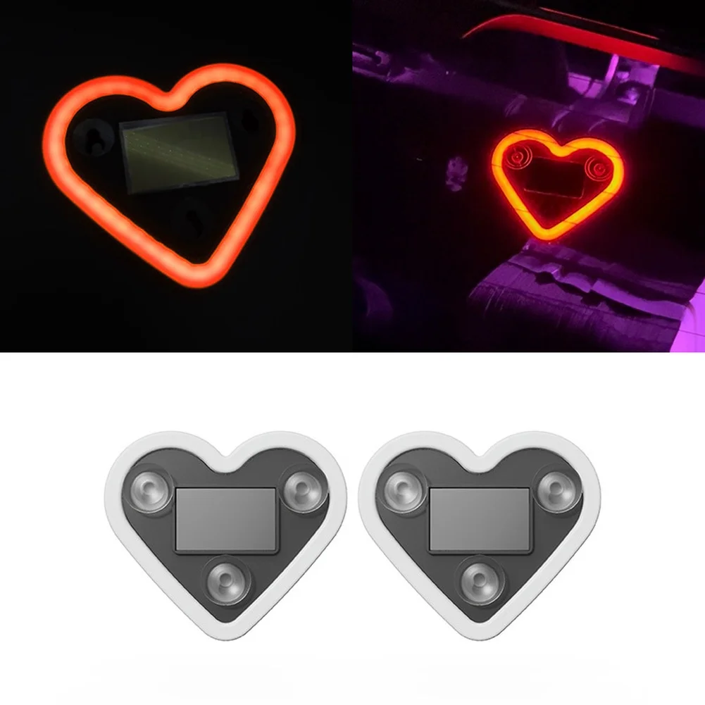 Ambient Light 5V Solar Powered Car LED Window Heart Shape Neon Ambient Light Decoration Heart-Shaped Multiple Lighting Plastic