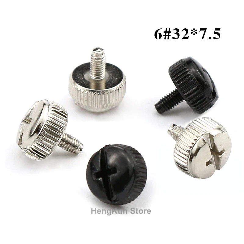 

5pc Black / Nickel Plating Phillips Head 6#-32x7.5mm Hand Tighten Thumb Screw Bolt For PC Computer Case Cover