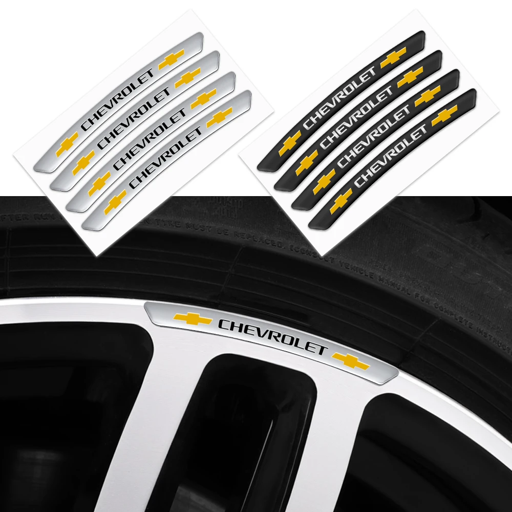 3D Aluminium Car Wheel Hub Rims Badge Stickers Decoration Accessories For Chevrolet Sail Cruze Captiva Malibu Trax Aveo Spark