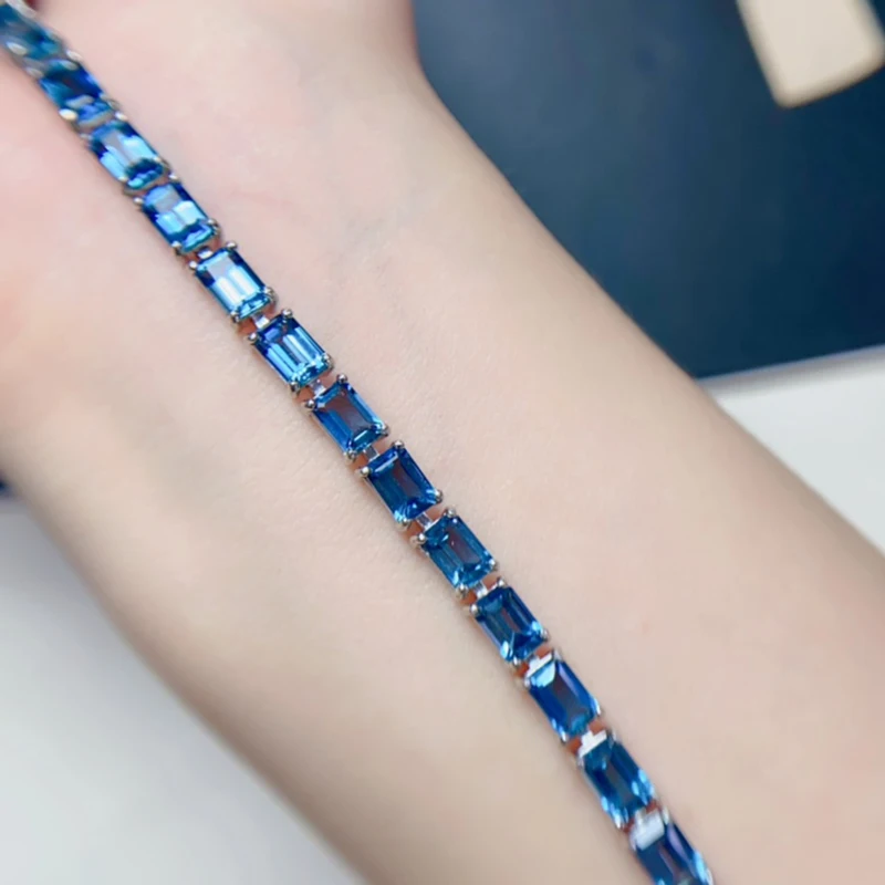 Natural London Blue Topaz  Bracelet for women silver 925 jewelry luxury gem stones 18k gold plated free shiping items