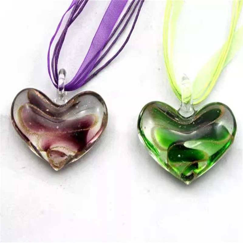 New Handmade Murano Lampwork Glass Love Heart Pendant Fit Necklace Jewelry Gifts