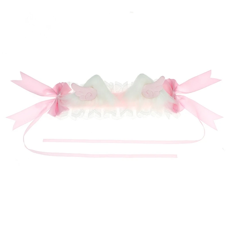 Ruffle Lace Cats Ear Hair Clip and Headband Teens Maid Costume Props Headpiece