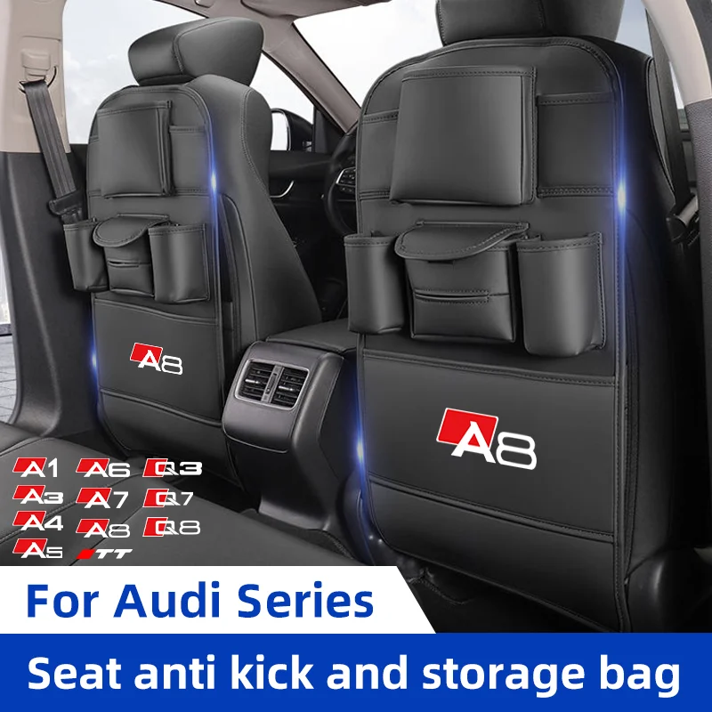 Car Seat Back Organizer for AUDI A1 A3 A4 A5 A6 A7 A8 Q3 Q7 Q8 TT Car Backseat Storage Bag with Hook Tissue Holder Anti Kick Pad