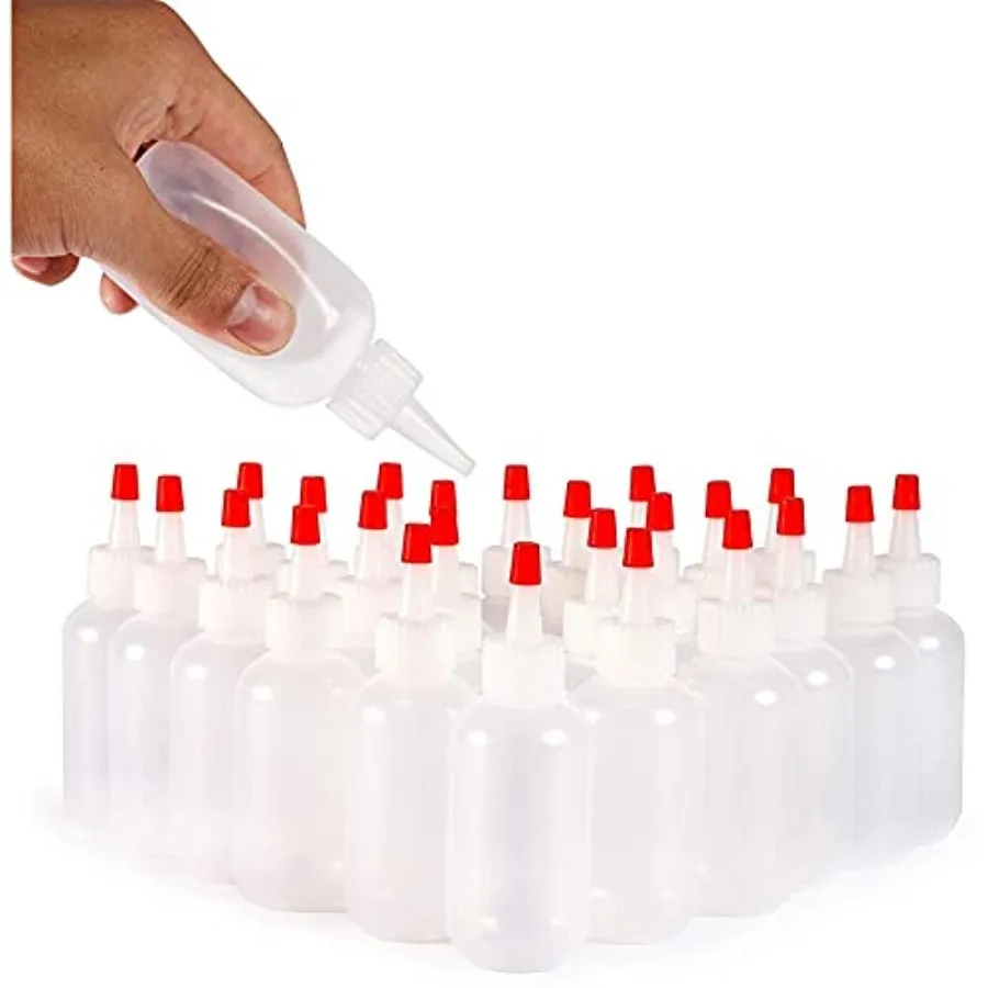 

Juvale Squirt Bottle - 2 oz White with Red Caps 24 Pack - Plastic Squeeze Bottle for Hot Saes Condiments and Crafts