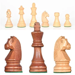 3.75in Wooden Chess Pieces of King Heavy Weighted Board Game with 2 Extra Queens 34 pcs Tournament Chessmen
