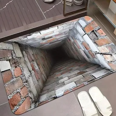 Front Door Mat 3D Optical Illusion Rug Welcome Mat Entrance Vortex Illusion Floor Mat Bottomless Hole Area Rug Rugs for Bedroom