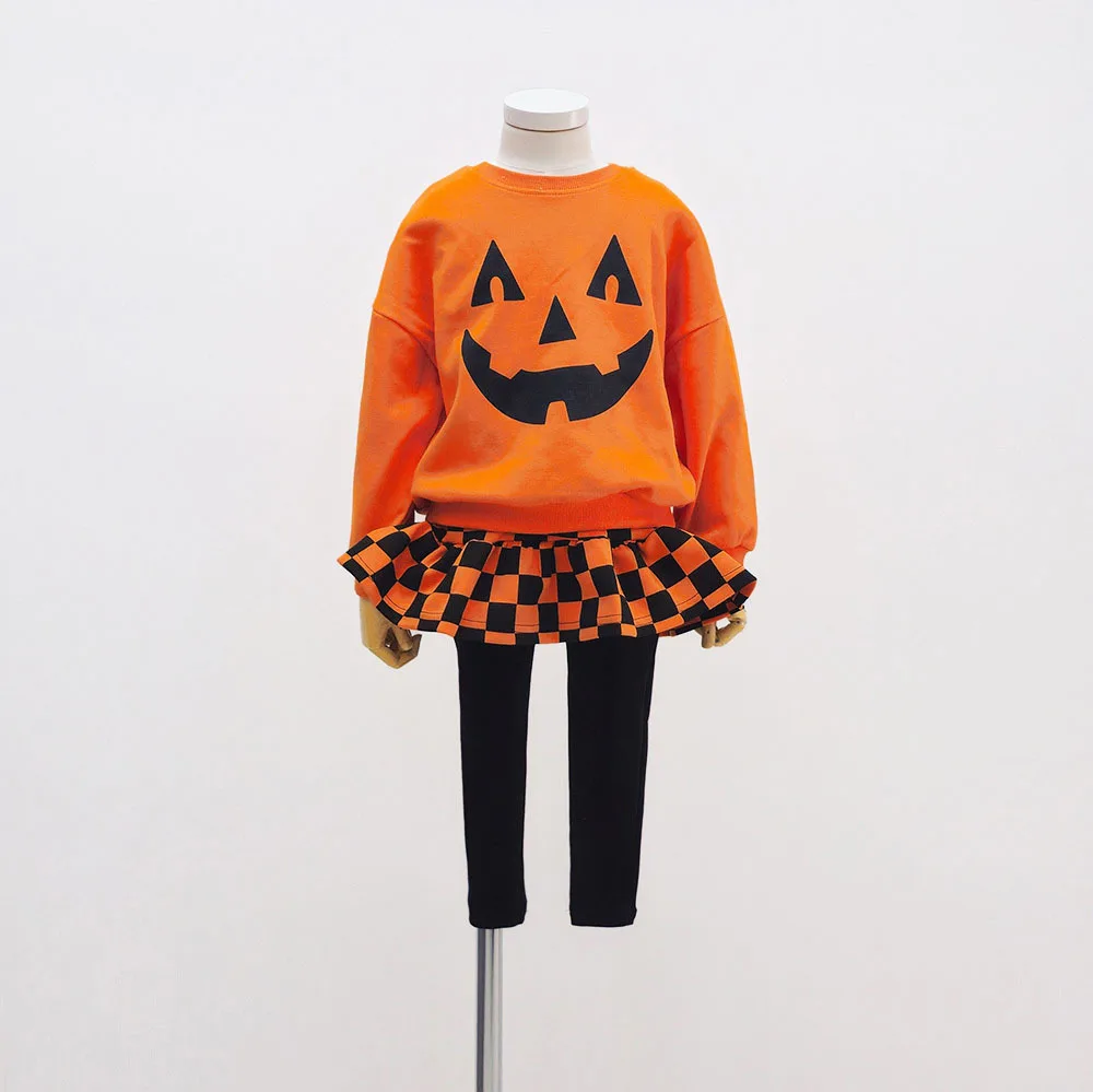Jungen Mädchen Halloween Kürbis-Outfit Feiertagsparty Kinder Langarm Weiches Bequemes Set Atmungsaktives Kinder-Freizeit-Outfit Niedliches Zweiteiler-Set für Babys – Detail 24