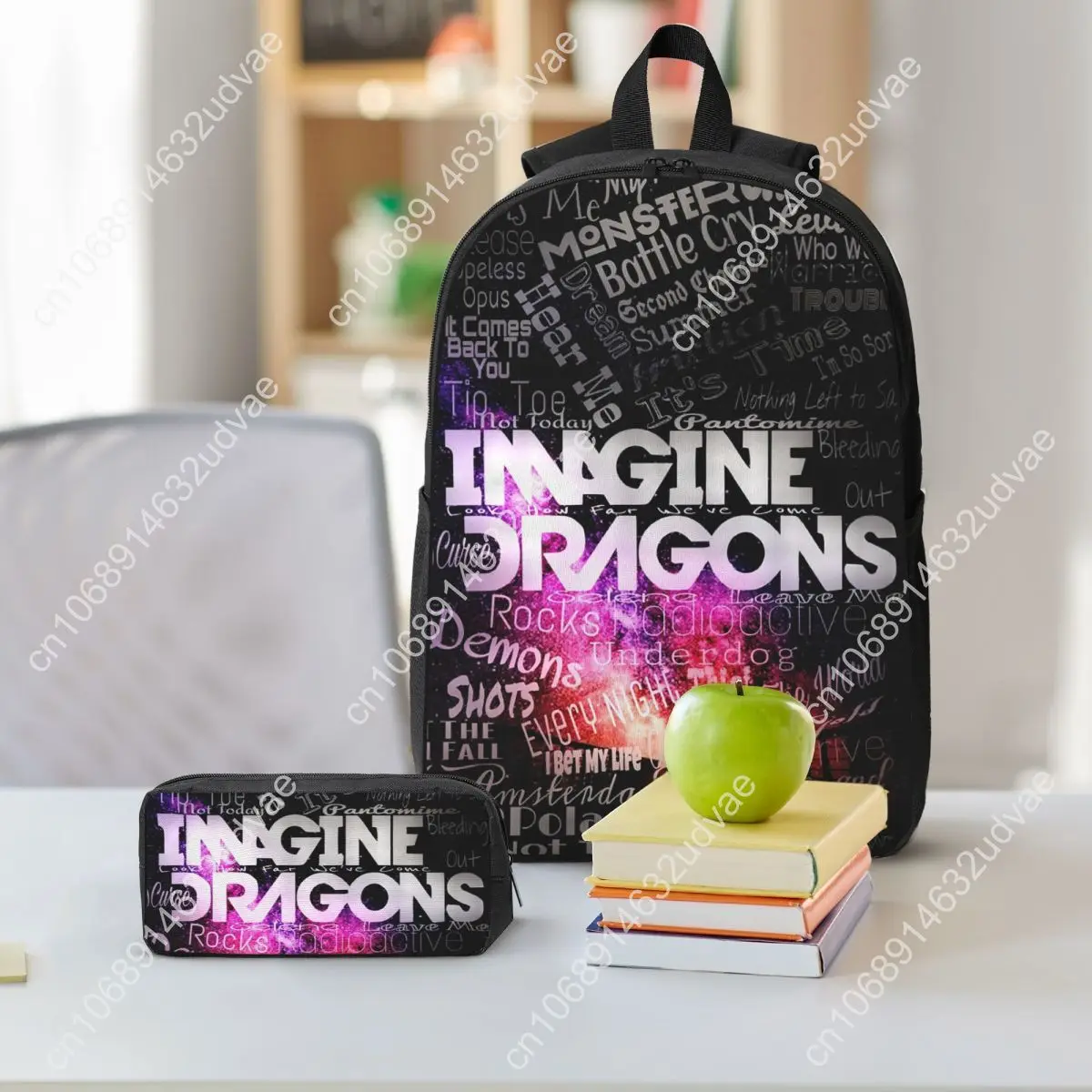 Imagine Dragons Backpack Student Boys Girls BookBag School Bag Laptop Shoulder Bags 3ps Insulated Lunch Bag Pencil Case