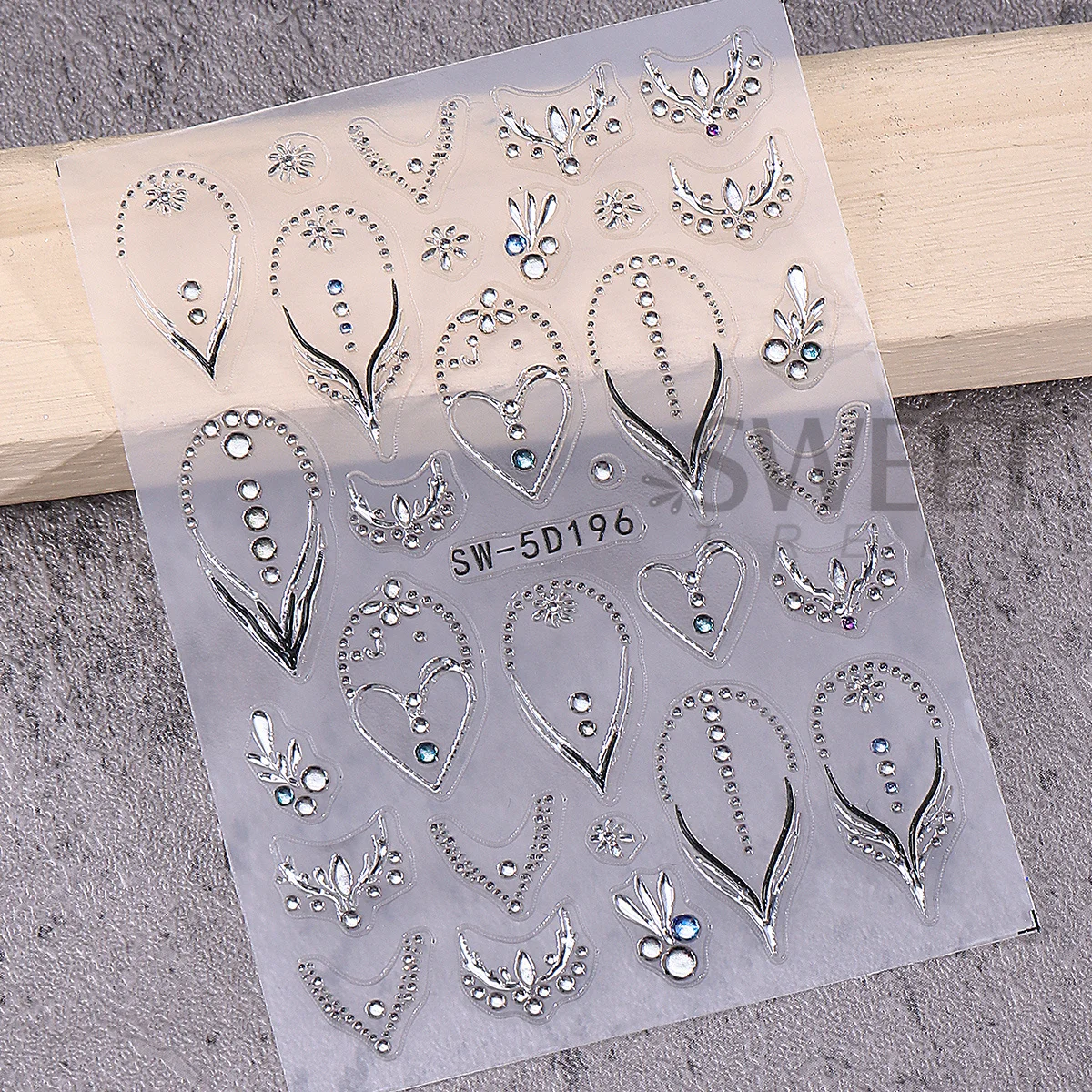 2 Stück Luxus Edelsteine 5D geprägte Nagelaufkleber Schneeflocke Blume Liebe Herz selbstklebende Abziehbilder Winter Retro Charms Sliders Maniküre Tipps – Detail 7