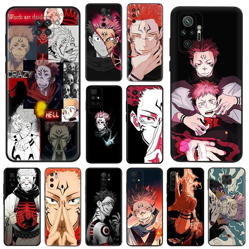 Matte Phone Cases For Redmi 9 9A 9C 9T K40 K60 A3 A2 A1 Plus Note 9s 8T 7 8Pro A3X Ryomen Sukuna Jujutsu Kaisen Black Soft Cover