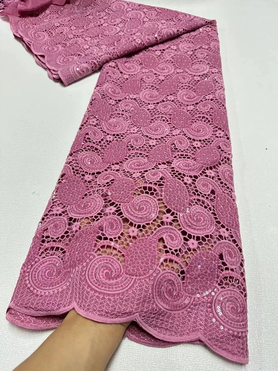 High Quality Tulle Lace Fabric for Sewing Cotton Sequins African Nigerian Wedding Party Gown Embroidered Dress 5Yard JL398