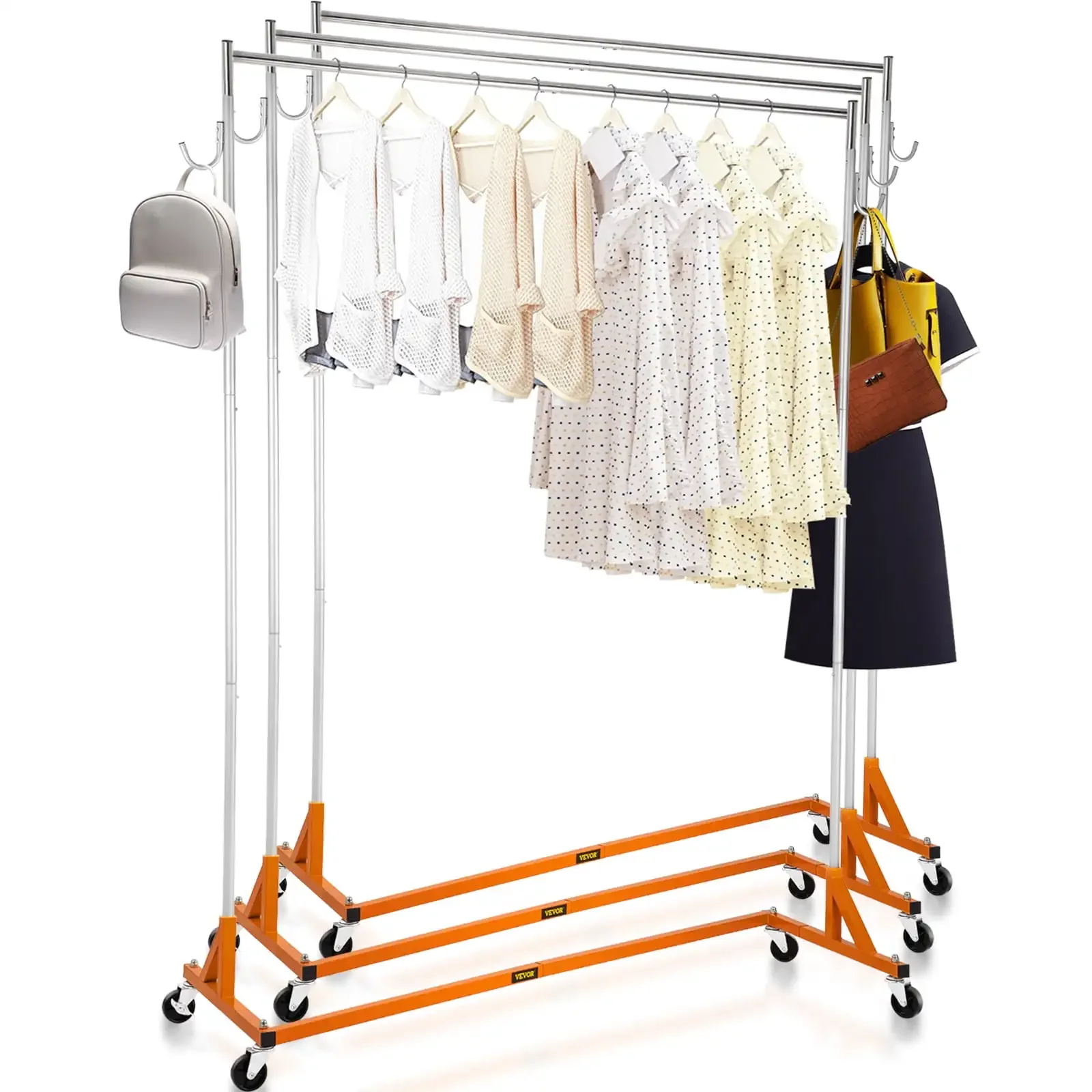 

Z Rack, Industrial Grade Z Base Garment Rack, Height Adjustable Rolling Z Garment Rack, Sturdy Steel Z Base Clothing Rack
