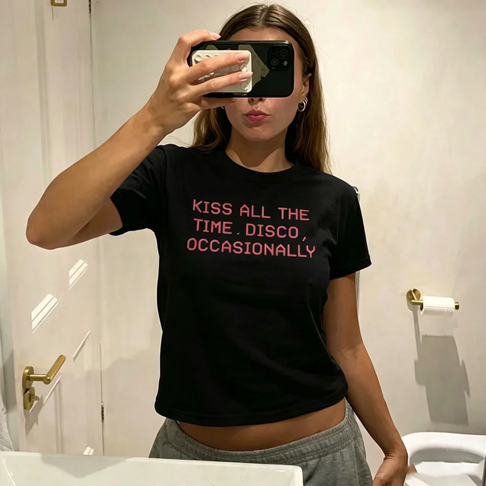 Kiss All The Time. Disco Occasionally T-shirt Oversized Men Women Streetwear Top Harry Style Album Merch New Tour Concert Tees