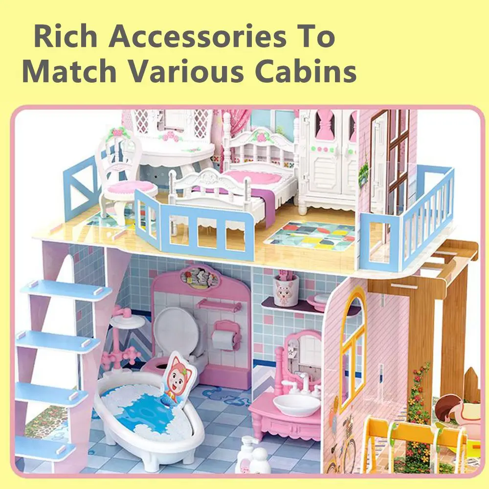 Maison de course l'inventaire 3D pour filles, bricolage, cabine de Noël, ferme, mini meubles, puzzle, villa, cadeau créatif, maison de jeu jouet, modèle à assembler