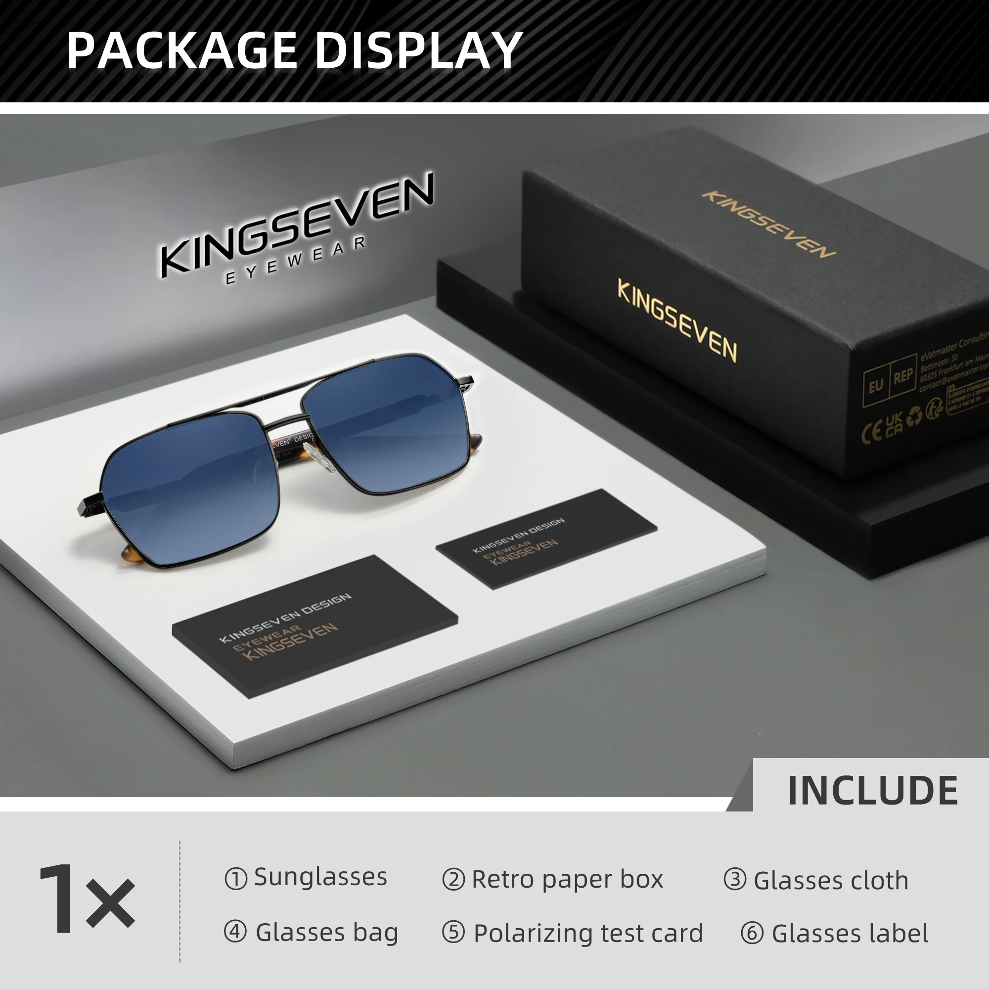 KINGSEVEN Mode Polarisierte Sonnenbrille Männer Kühlen Fahren Gläser Goggle Sommer Metall Vintage Sonnenbrille UV400 Oculos De Sol – Detail 3