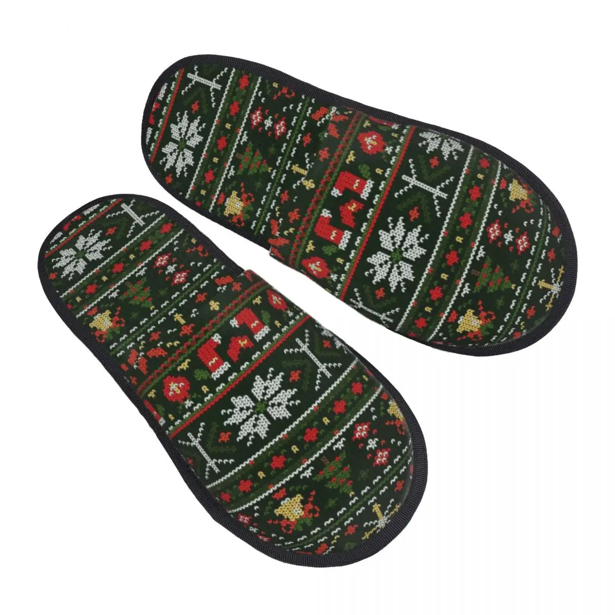 Christmas Santa Claus Xmas Winter Cotton House Slippers Living Room Soft Household Fur Slippers Slides Non-skid