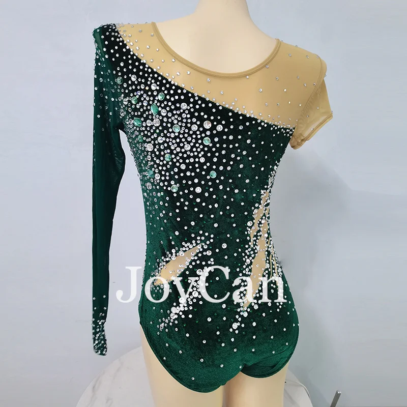 JoyCan Rhthmic Gymnastics Leotards Girls Women Green Spandex Elegant Dance Wear for Competitiion