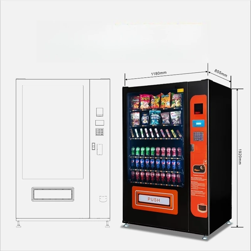 Commercial Automatic Snack Drink Vending Machine, 10.1 Inch Touch Screen Combo Dispenser Fit for Campus Mall Workplace