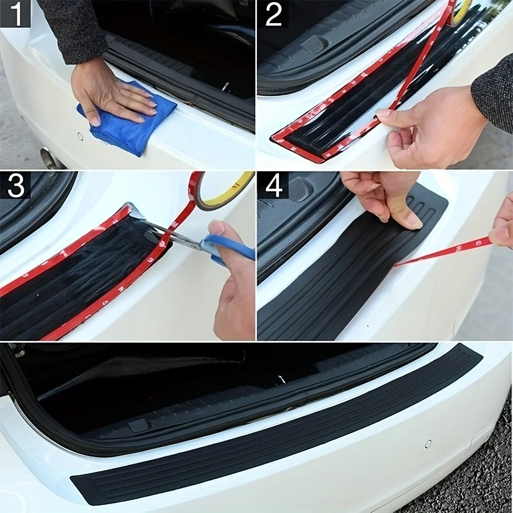 1 Pack Universal Car Rear Trunk Sill Protector Sticker Anti-Collision Anti-Scratch Bumper Tailgate Threshold Guard Decor Strip