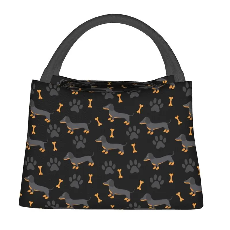 

Custom Cute Puppy Dog Dachshund Thermal Insulated Lunch Bag Women Portable Lunch Container for Work Travel Storage Meal Food Box