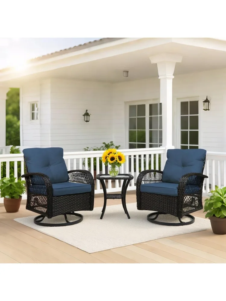

Set Swivel Rocker, Outdoor Patio Chairs, 3 Piece Suit Porch Furniture Rocking Set, Backyard and Garden Rocker Ra