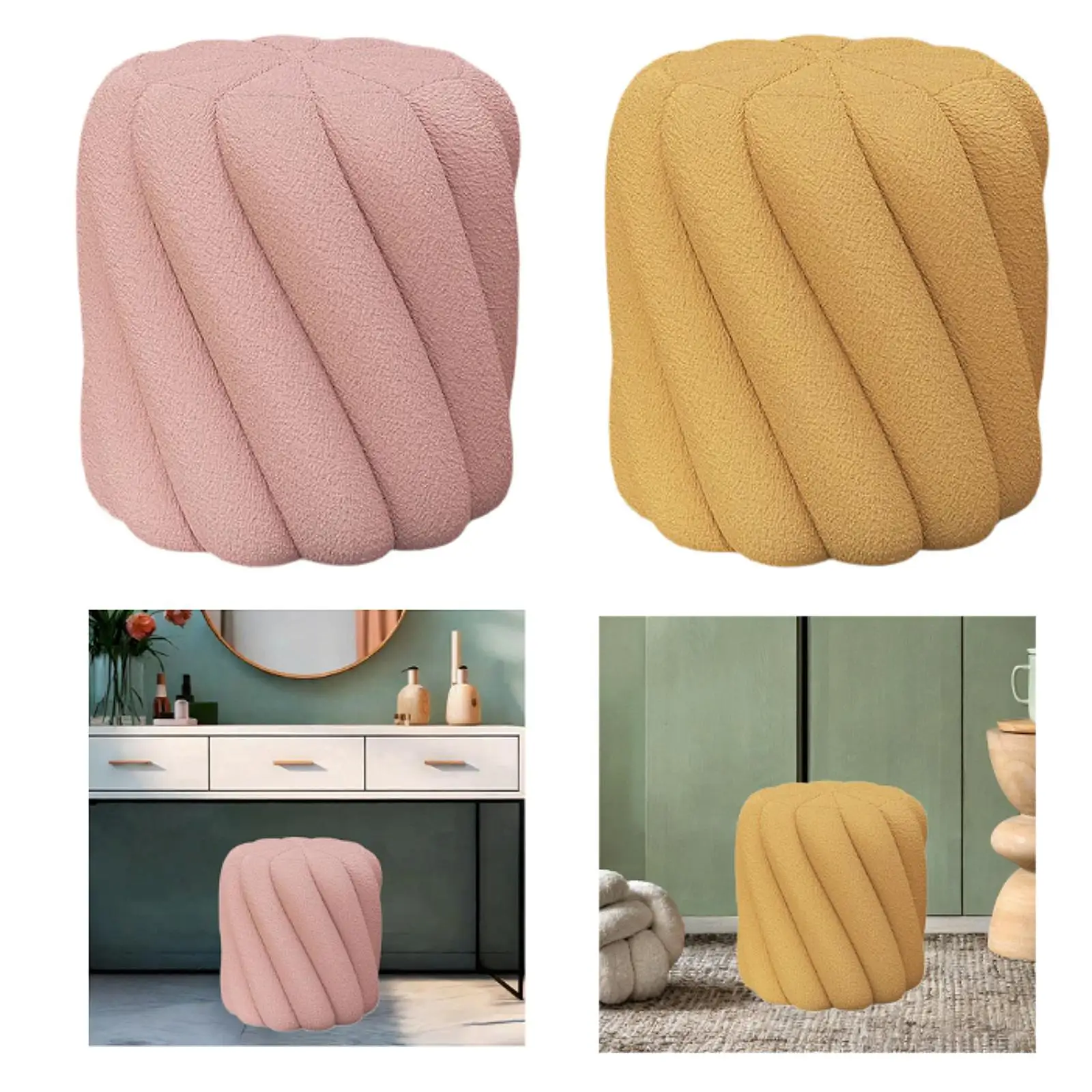 Round Ottoman Non Slip Multifunctional Comfortable Modern Leisure Vanity Chair for Living Room Doorway Couch Bedroom Apartment