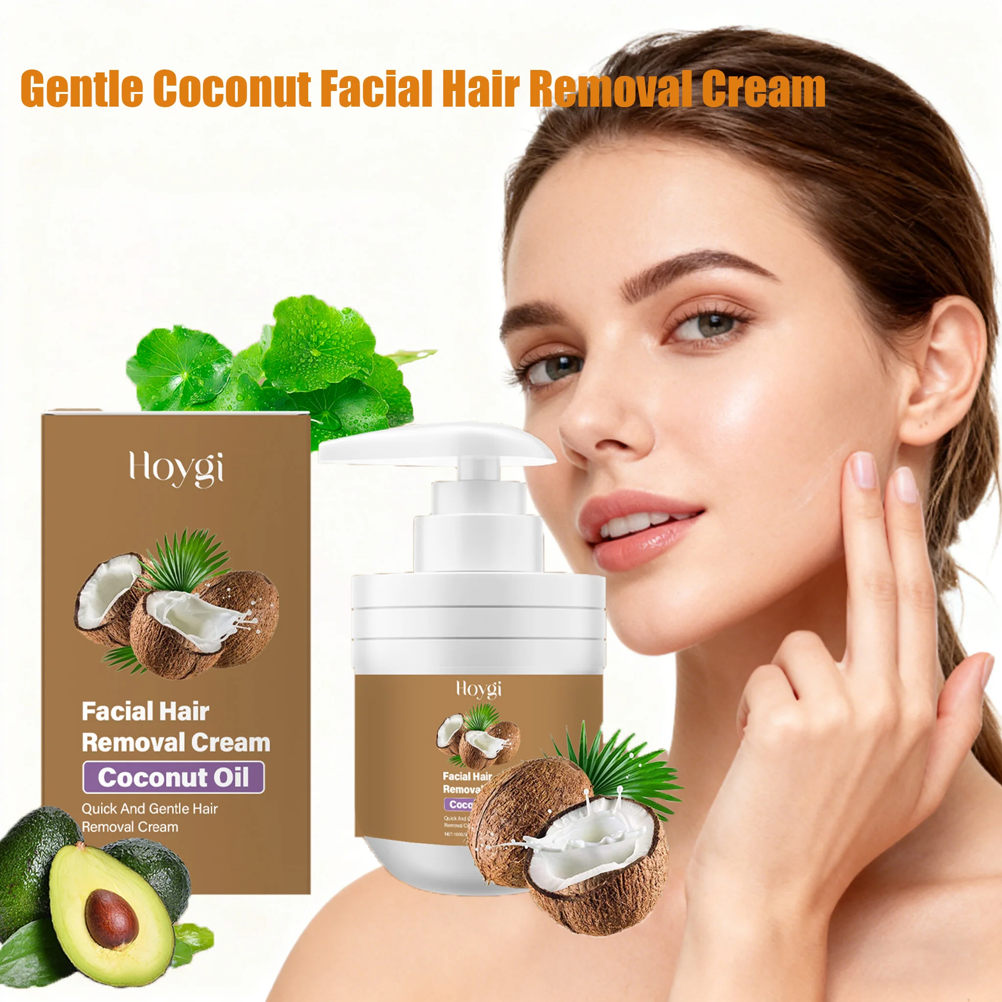 

Coconut Facial Hair Removal Cream Painless No Irritation Reduce Redness Soothing Growth Inhibitor Smoothing Body Depilatory Crea