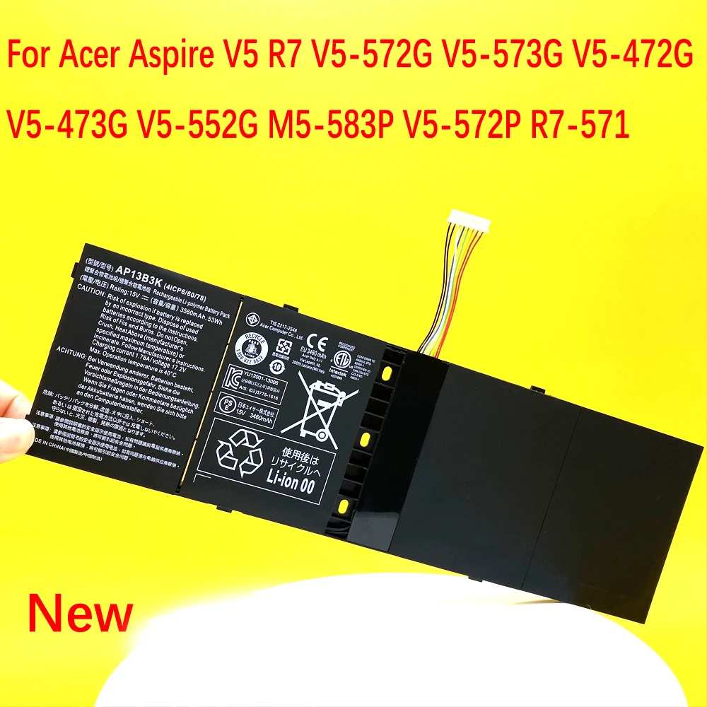 AP13B3K New For Acer Aspire V5 R7 V5-572G V5-573G V5-472G V5-473G V5-552G M5-583P V5-572P R7-571 AP13B8K Laptop Battery